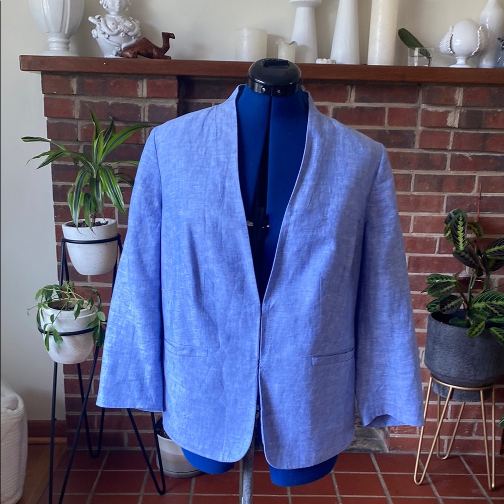 Talbots Light Blue Linen Blazer